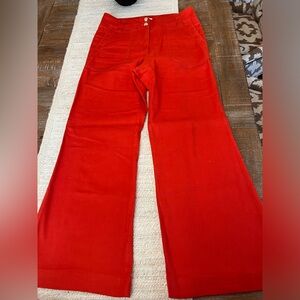 Anthropologie The Naomi Maeve Red Wide-Leg Pants